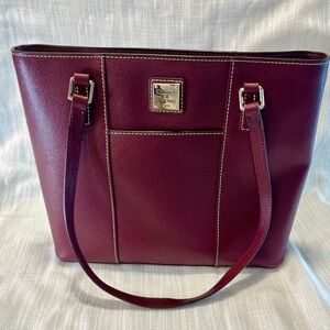 Dooney & Bourke Lexington Tote with Cranberry Leather and Exterior Pocket